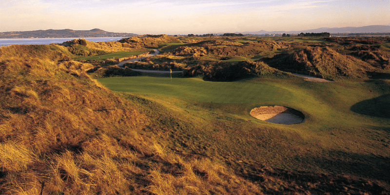 Golf course by sunset