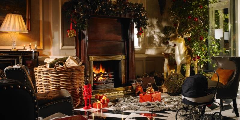 A living room filled with furniture and a fire place