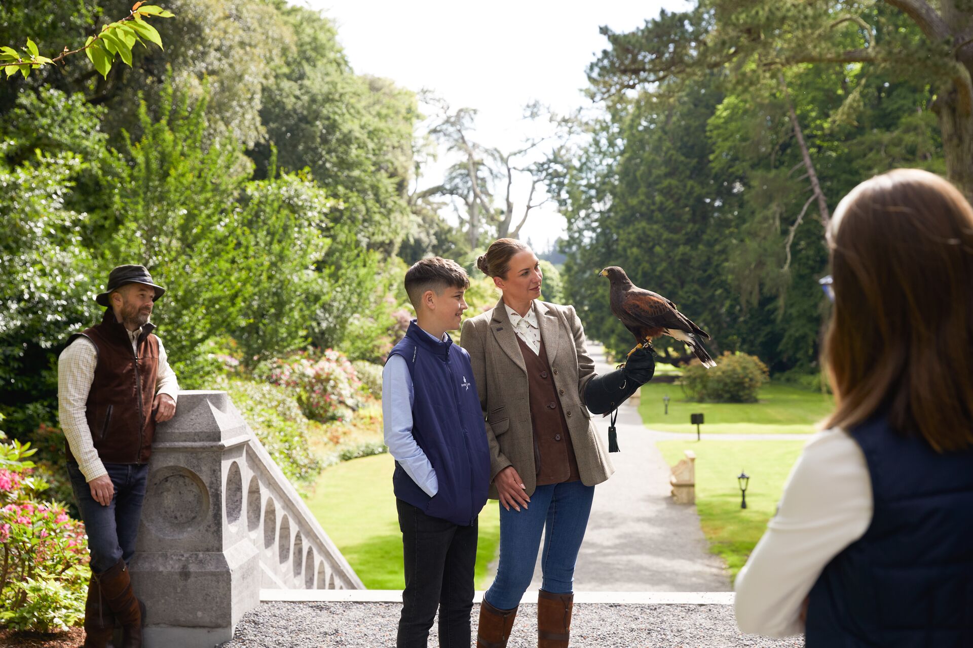 Tourists at Falconry in Ashford Castle