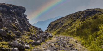 Irish landscape with rainbow