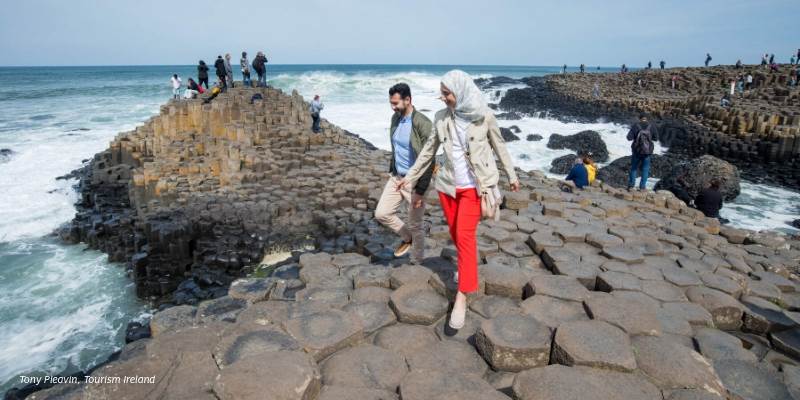 Travellers on Giant's Causeway