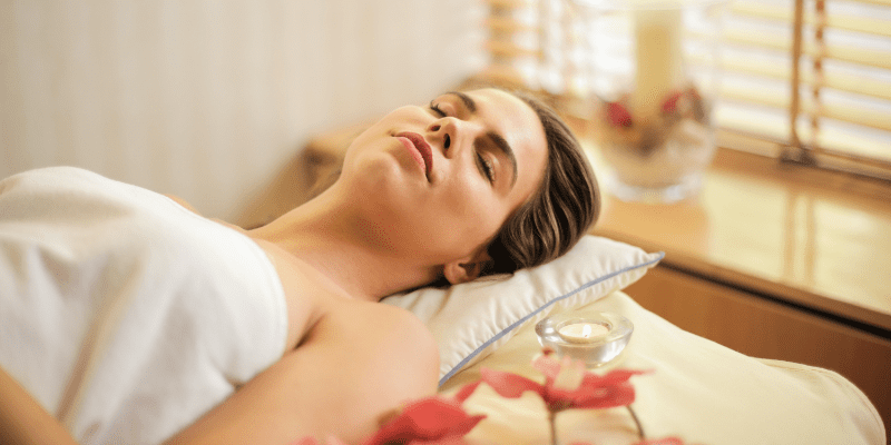 Woman relaxing in spa