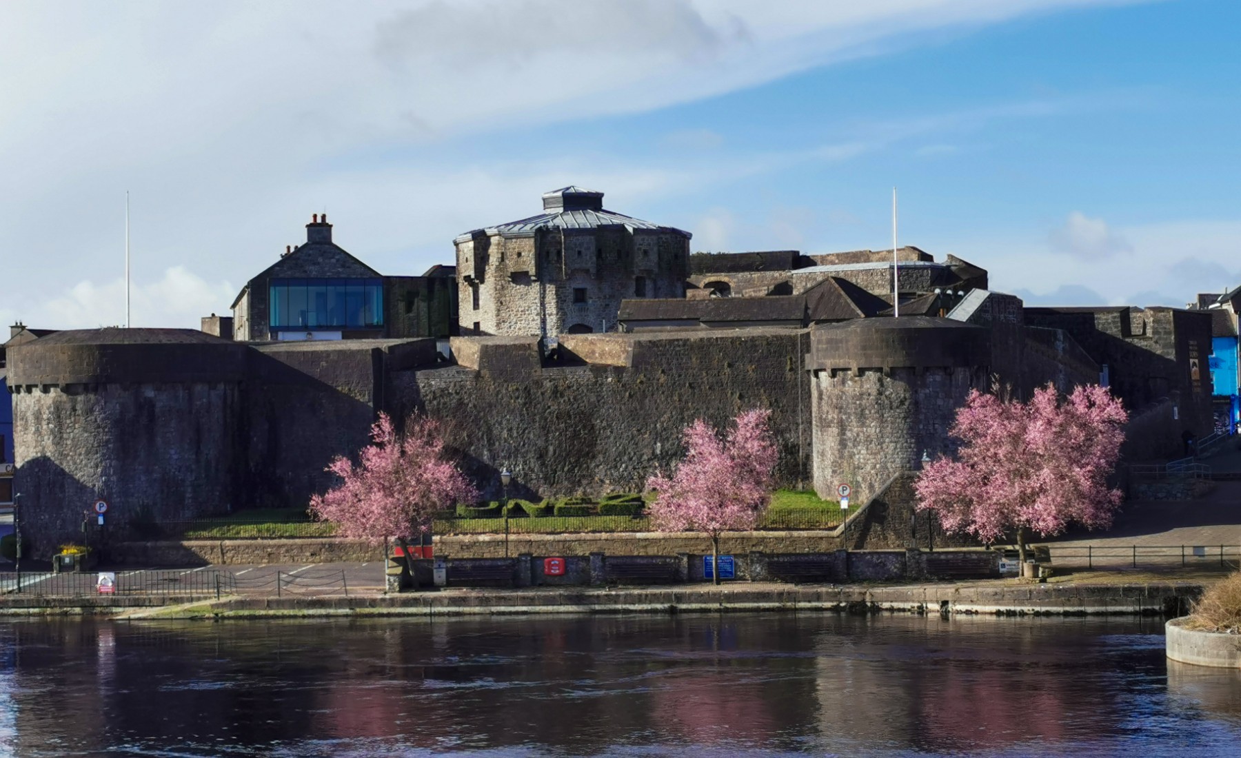 Spring time at Athlone castle, pink blossoms on trees