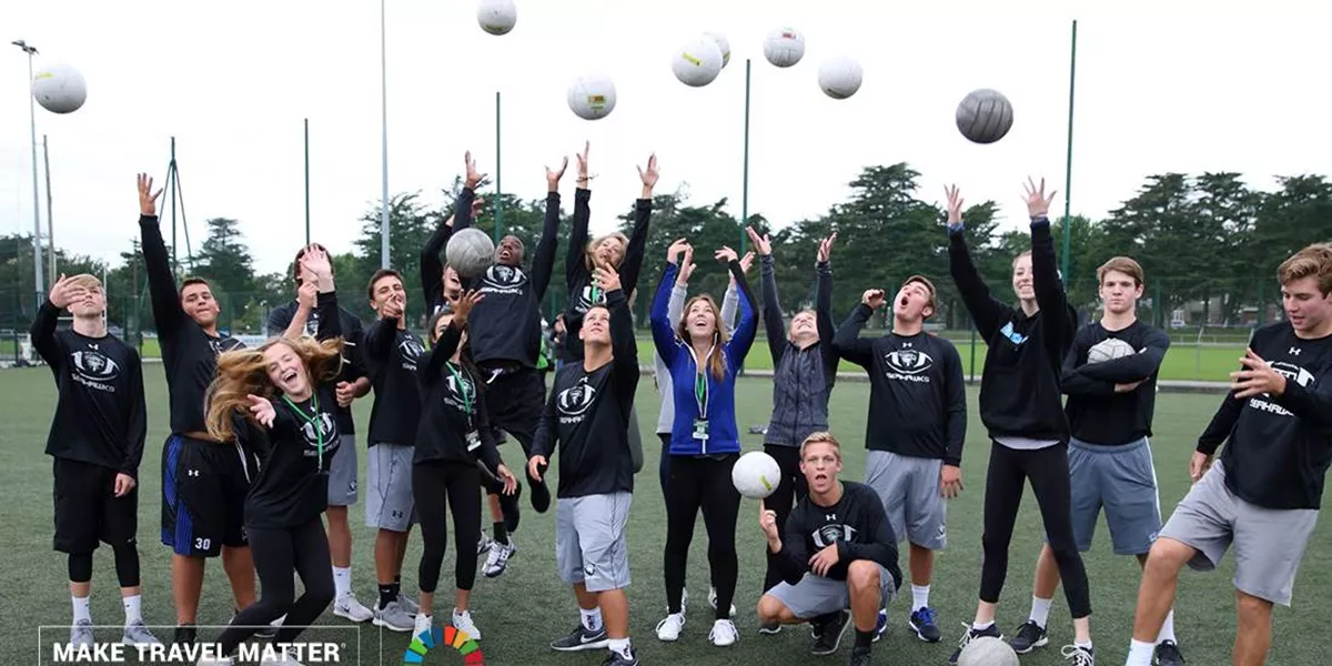 A team drops off balls during the Gaelic Games