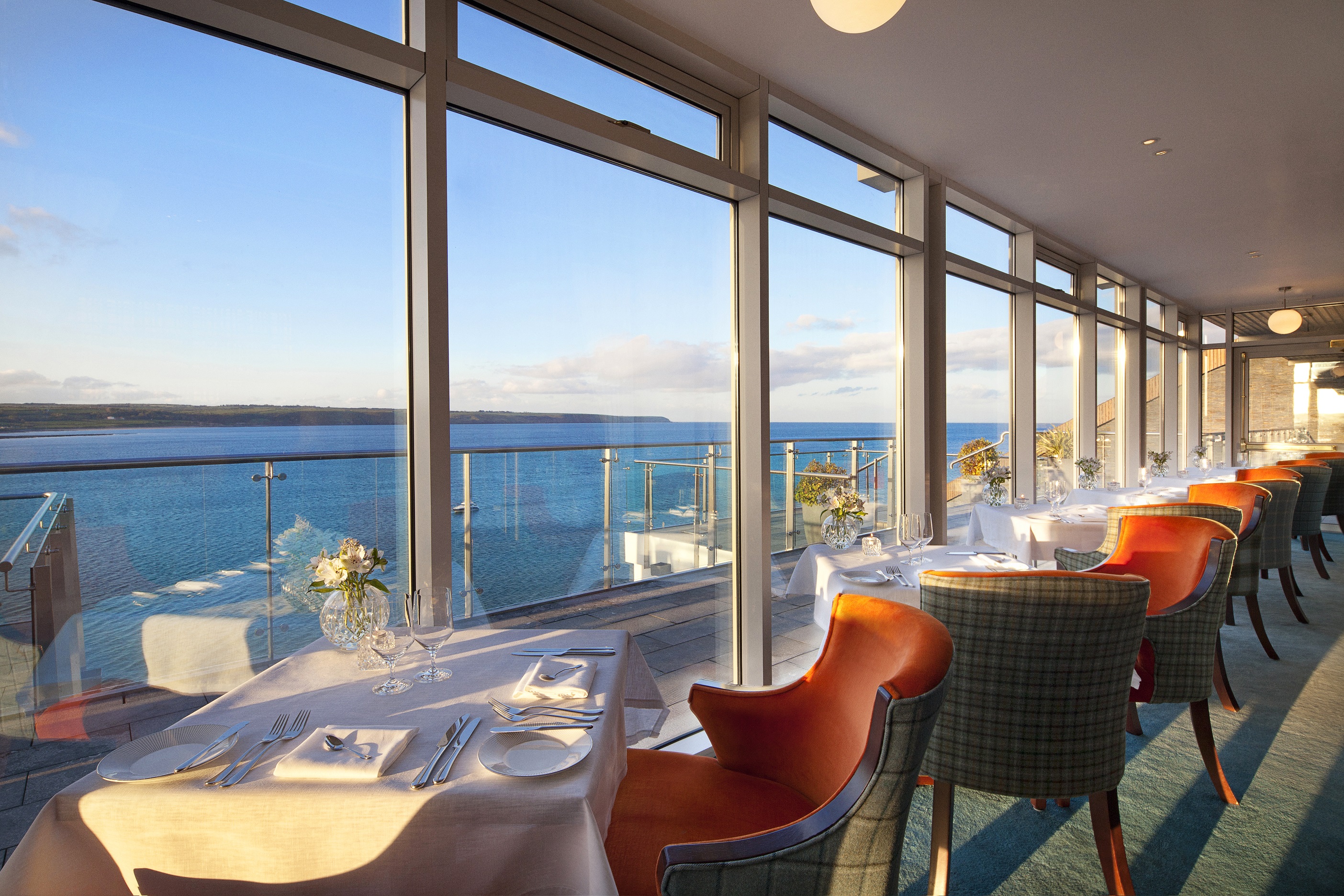 Restaurant with ocean view in Cliff House Hotel in Ardmore, Ireland