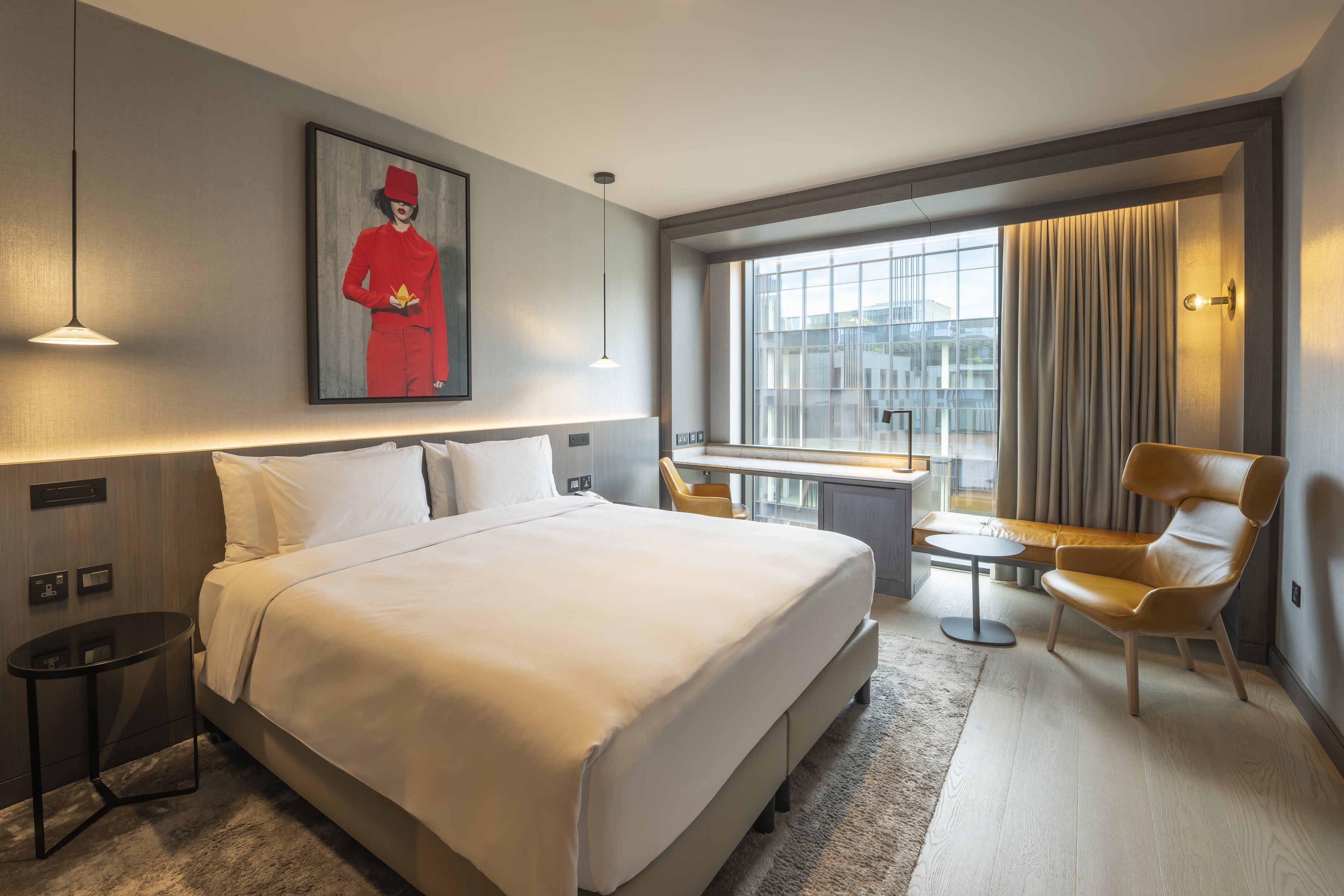 Bedroom with city view in Radisson Blu Royal Hotel, Dublin 