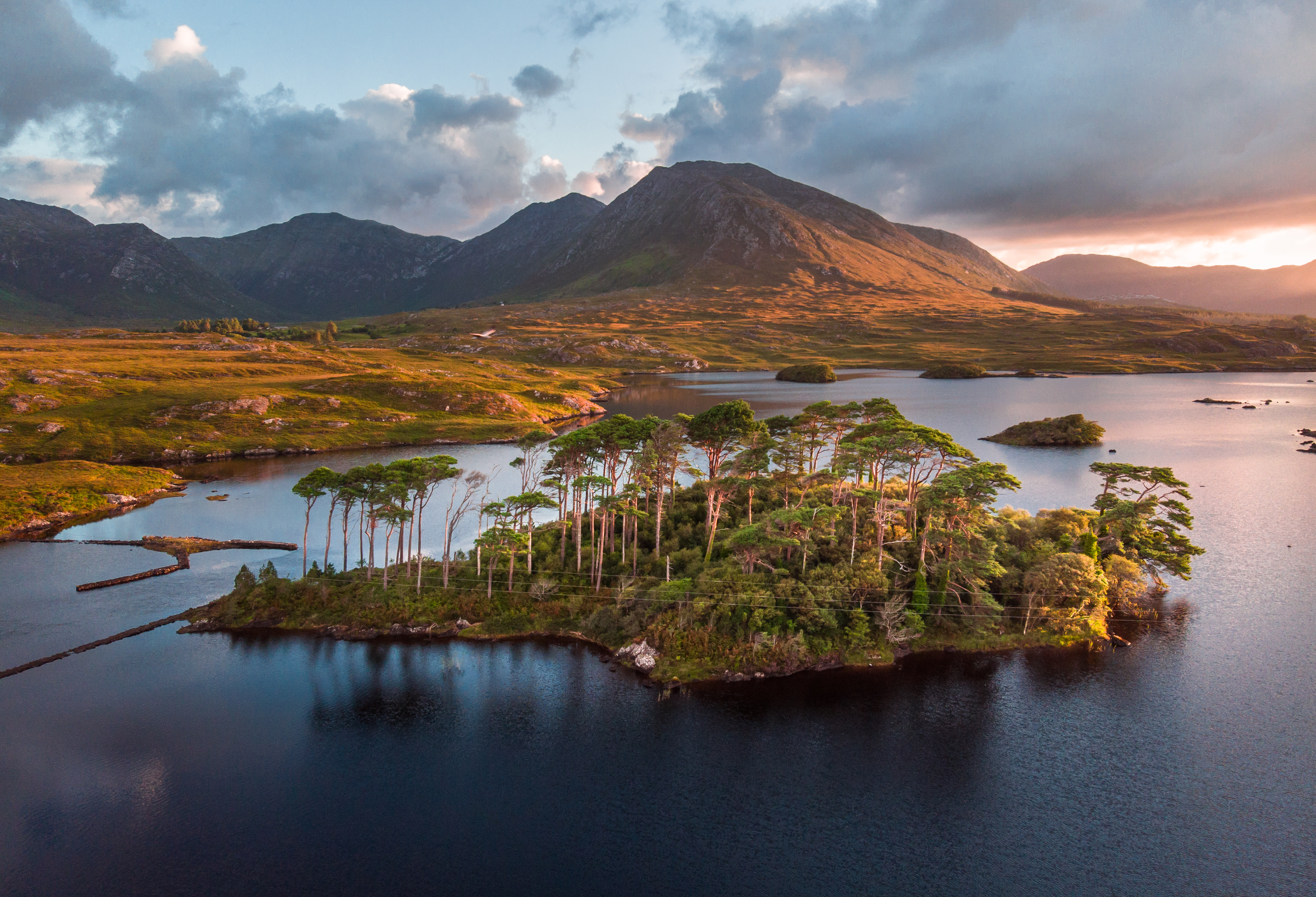 Pine Island in Derryclare Lough near Connemara Ireland