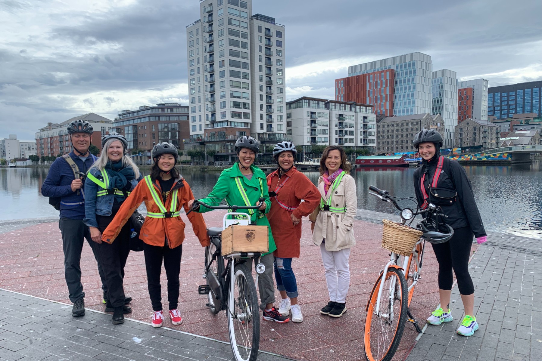 Group pf people cycling in Dublin