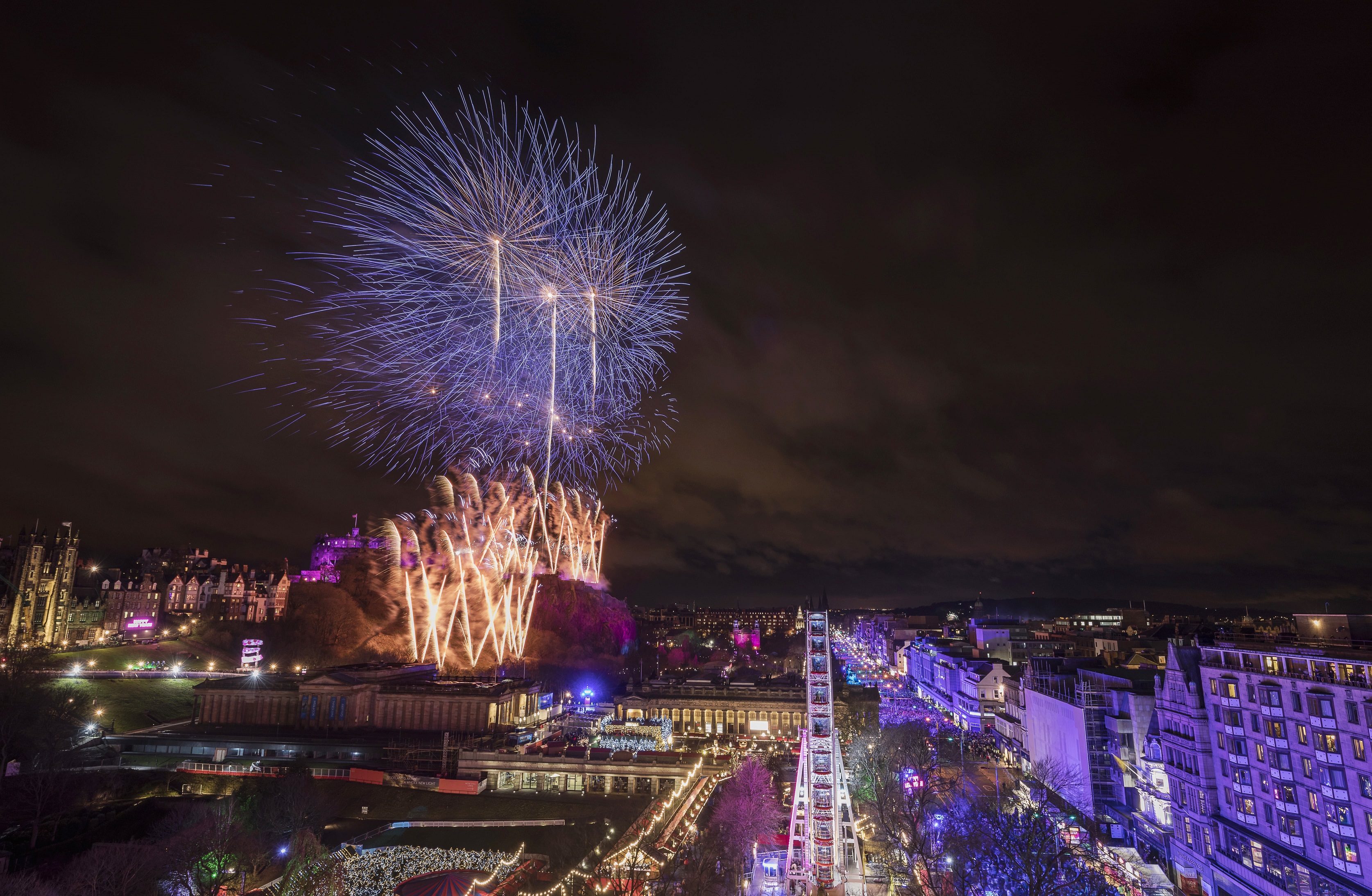 Fireworks during Hogmanay celebrations