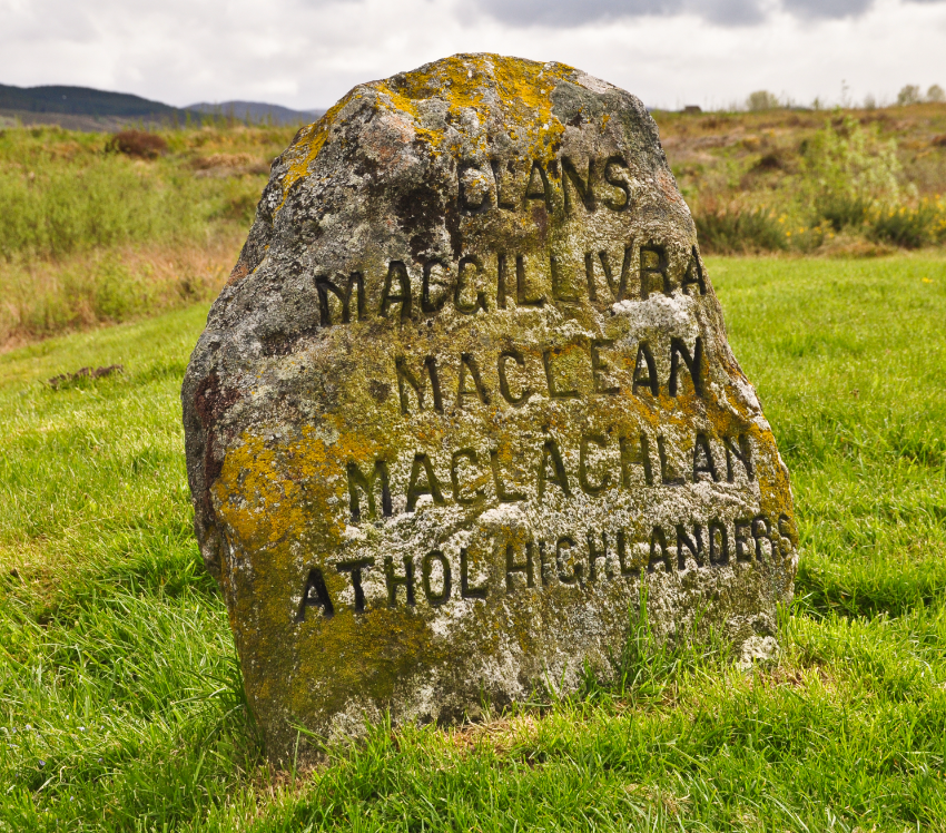 Headstone at Culloden battle fields