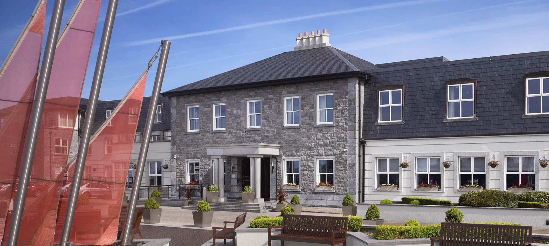 A large house with a lot of windows