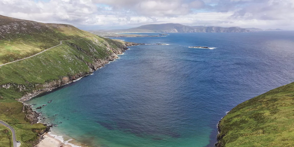 Aerial Of Keem Bay, Achill Island, Co Mayo Web Size