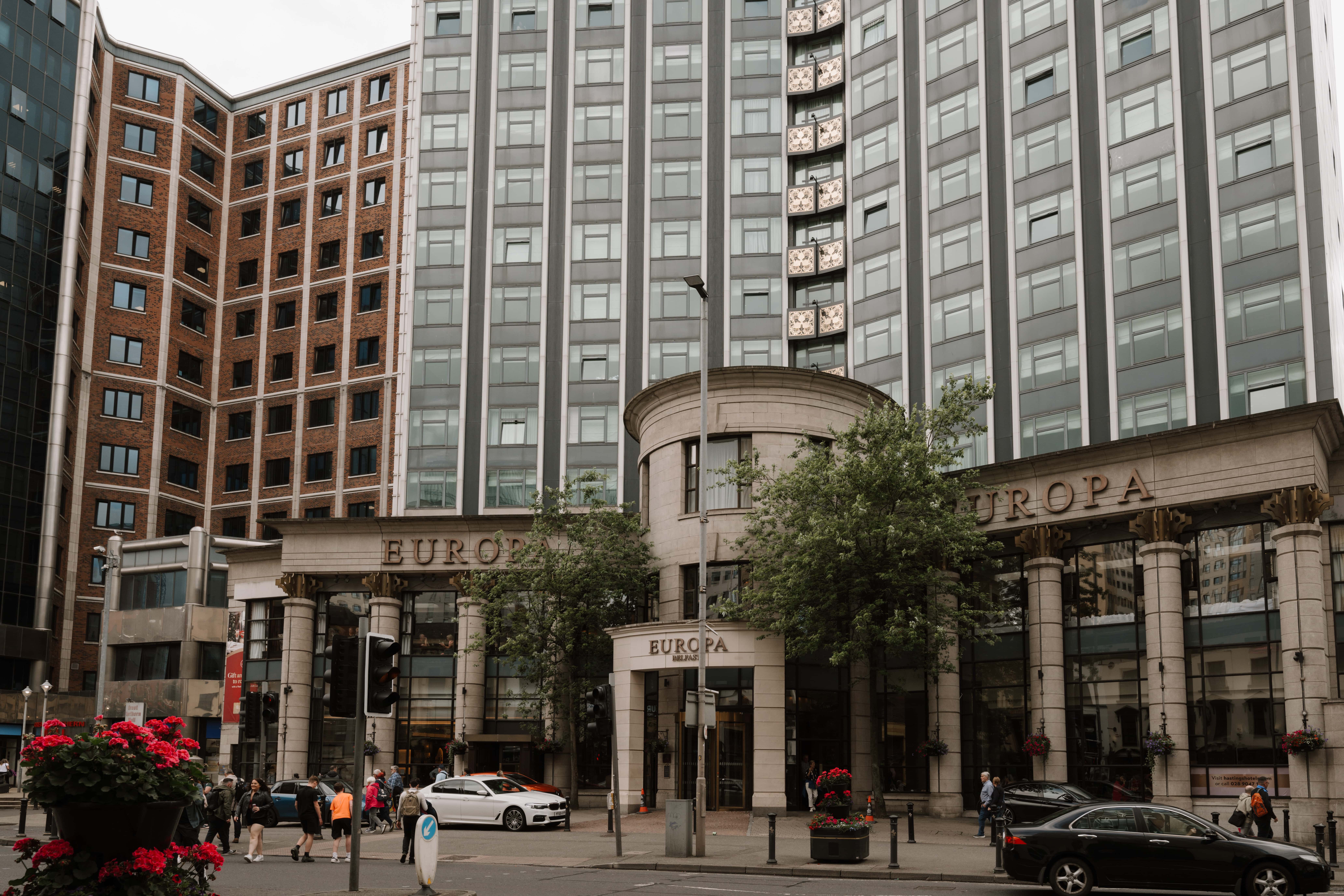 The exterior of Europa Hotel in Belfast
