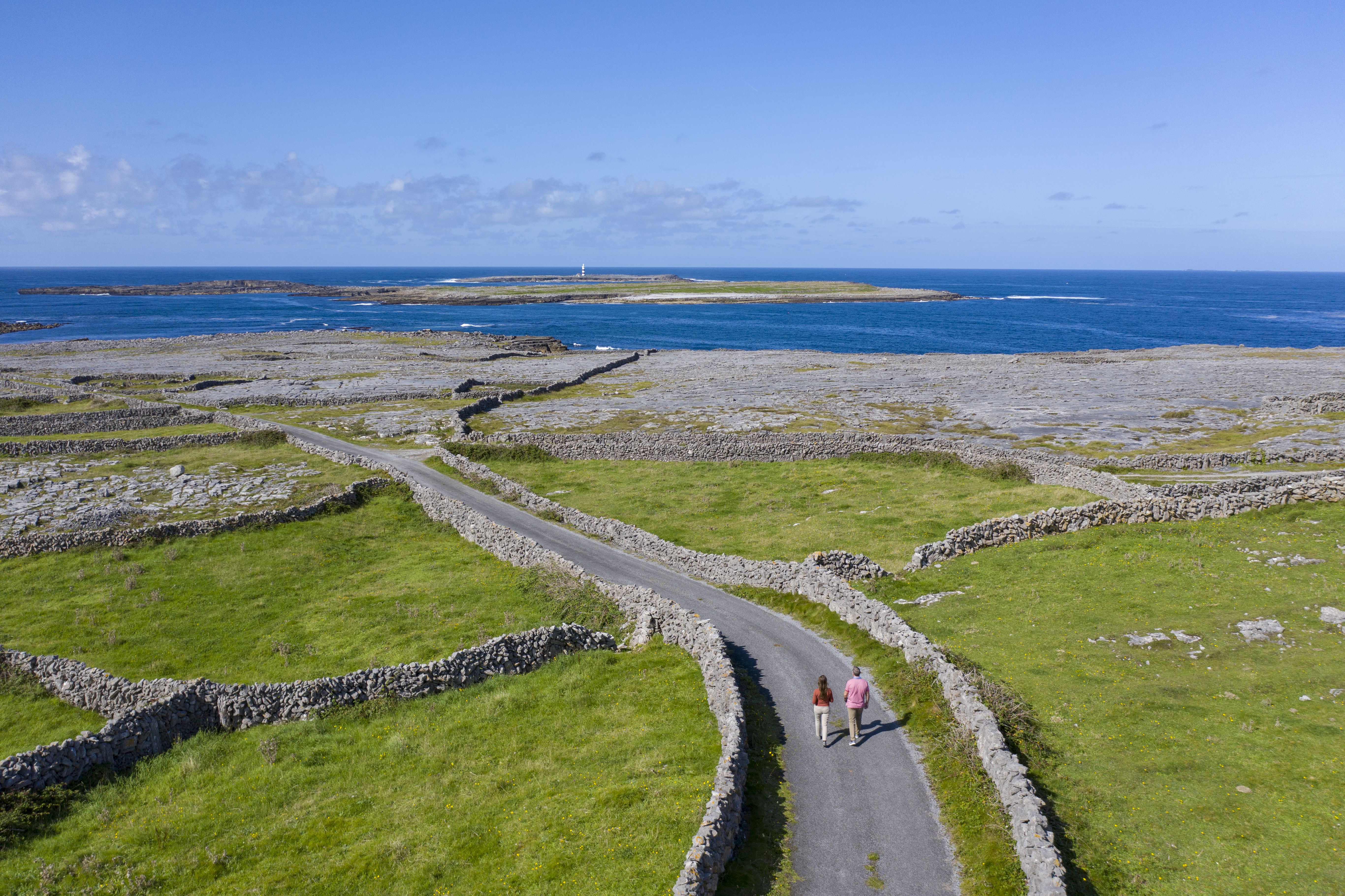 Aerial view of The Aran Islands near Connemara, Ireland