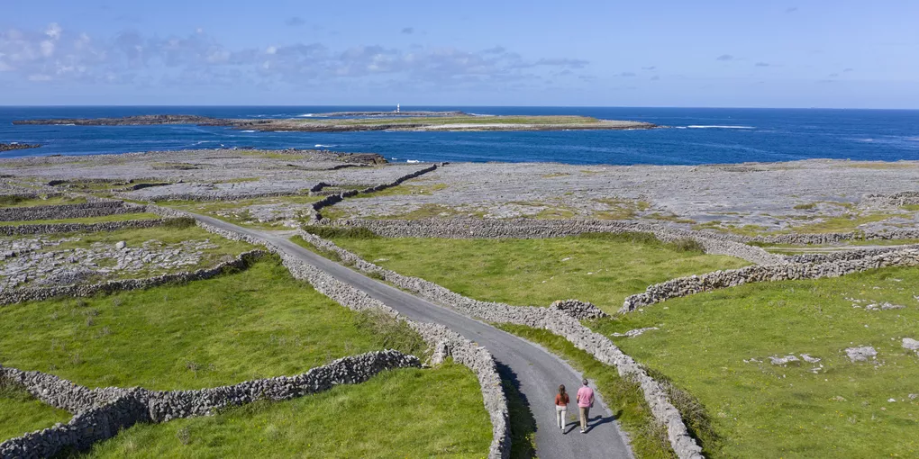 Aerial view of The Aran Islands near Connemara, Ireland
