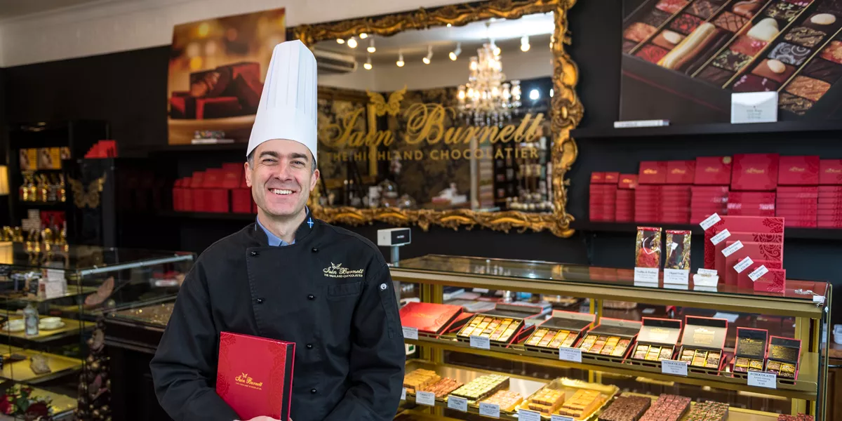 Taste the offerings from the award-winning Iain Burnett's Highland Chocolatier.