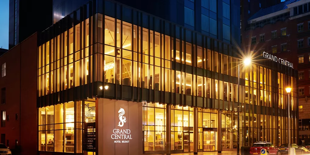 Grand Central Hotel in Northern Ireland by night