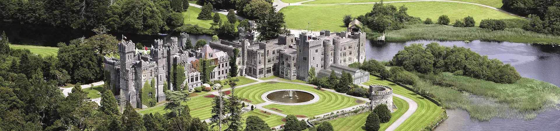An aerial view of Ashford Castle in Cong Ireland