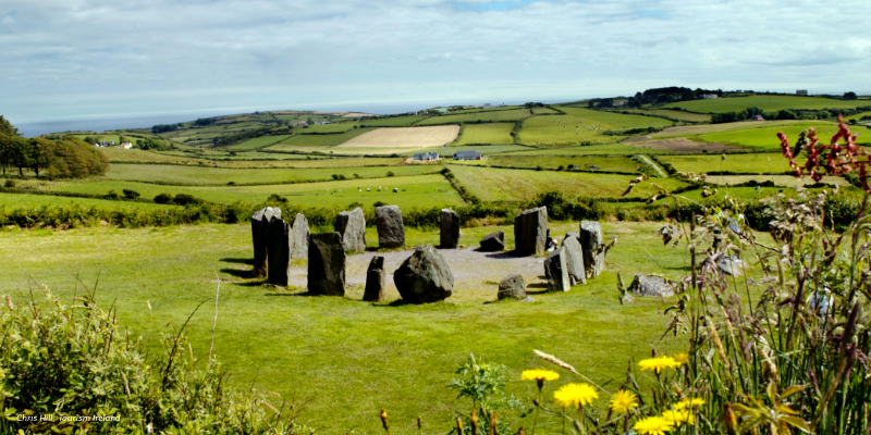 Large stones in a circle in green fields