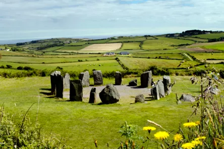 Large stones in a circle in green fields