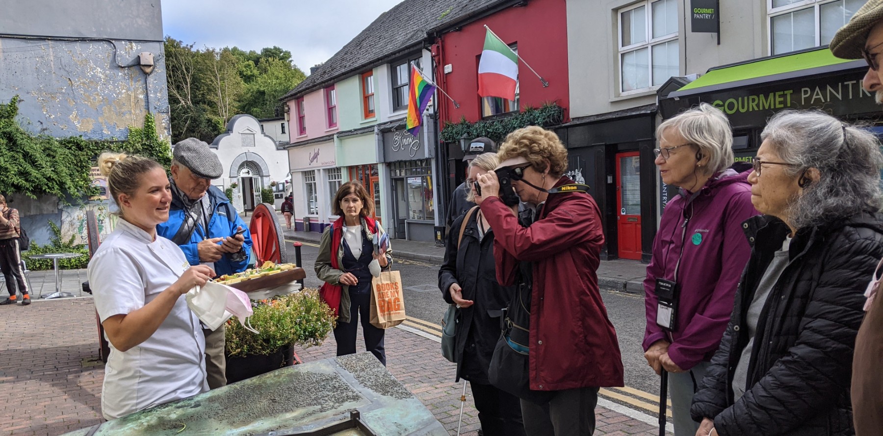 A group of people enjoying their food tour in Kinsale
