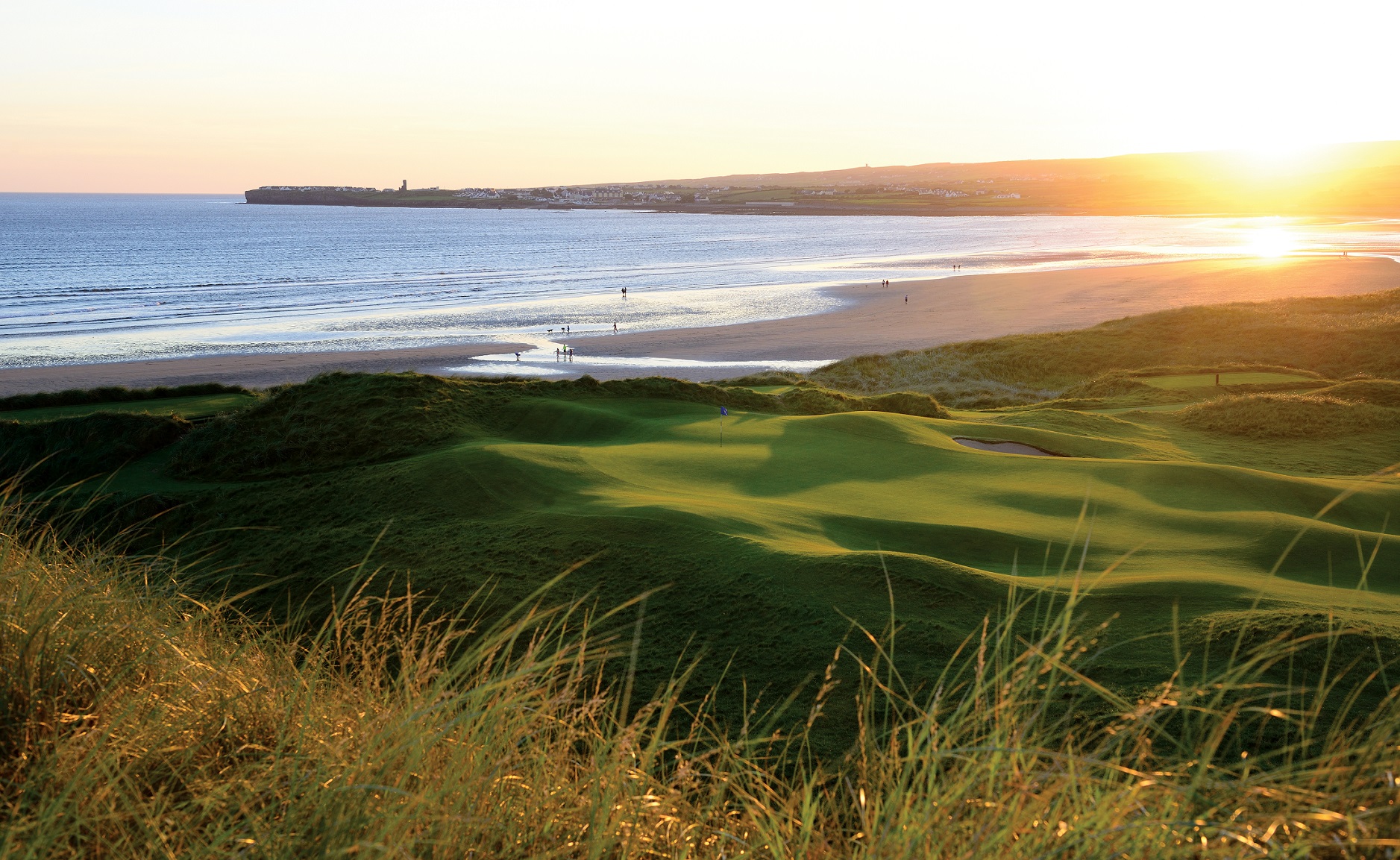 Sunset over the 6th hole at Lahinch Golf Club in Co Clare Ireland