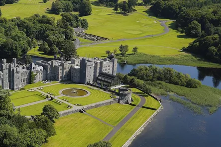 Aerial view of Ashford Castle in Ireland