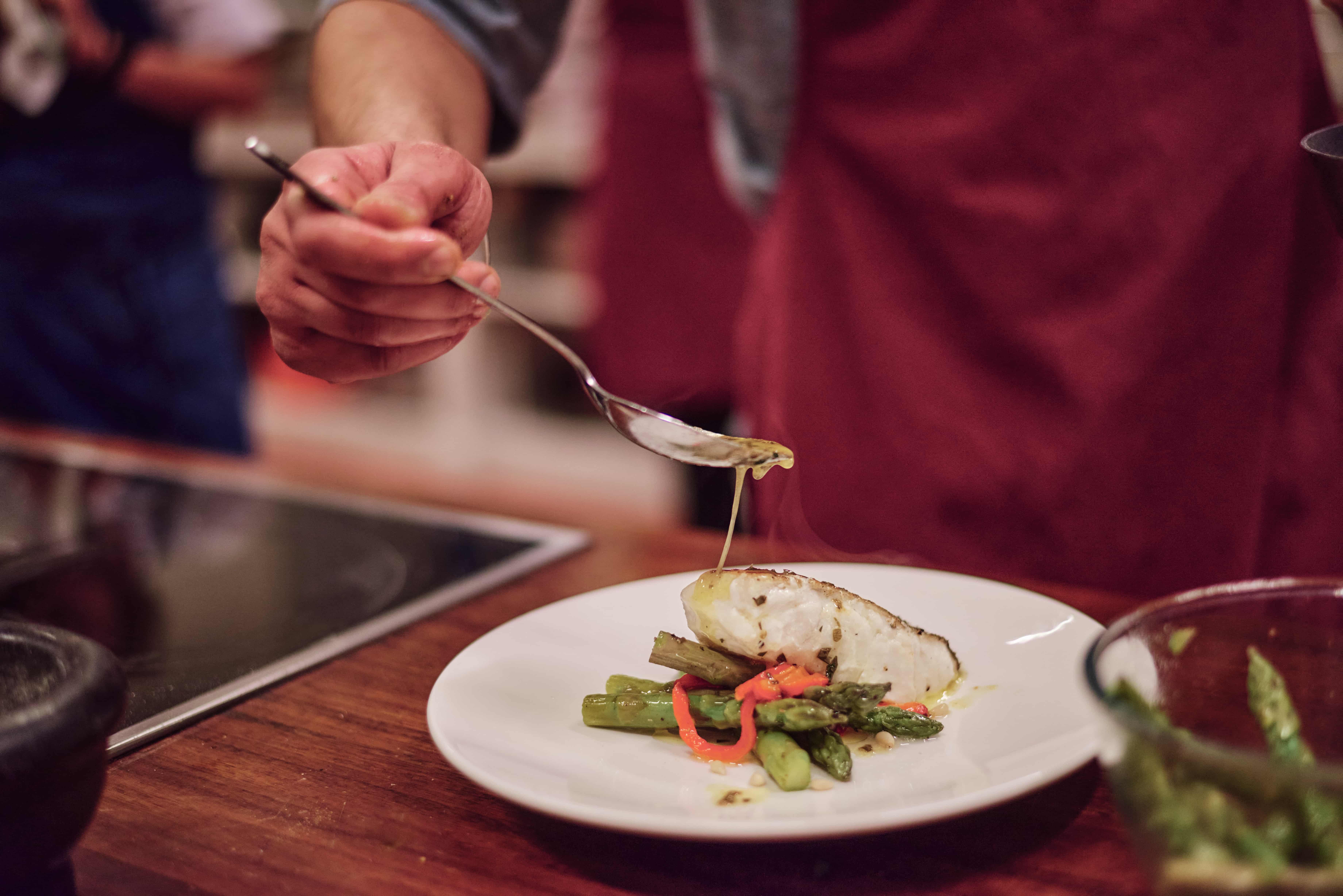 Fresh hot plate of seafood chowder