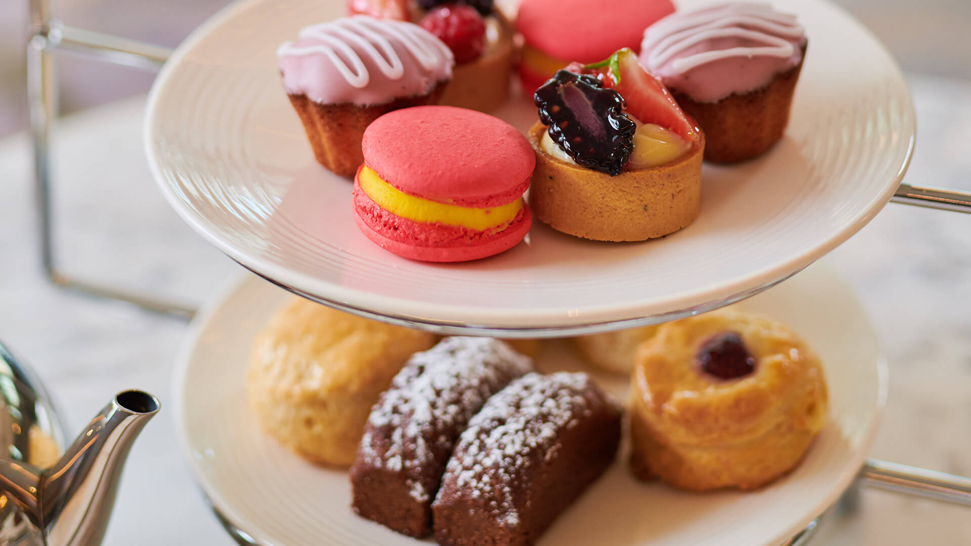 A traditional afternoon tea at Grand Central Hotel in Belfast, Northern Ireland