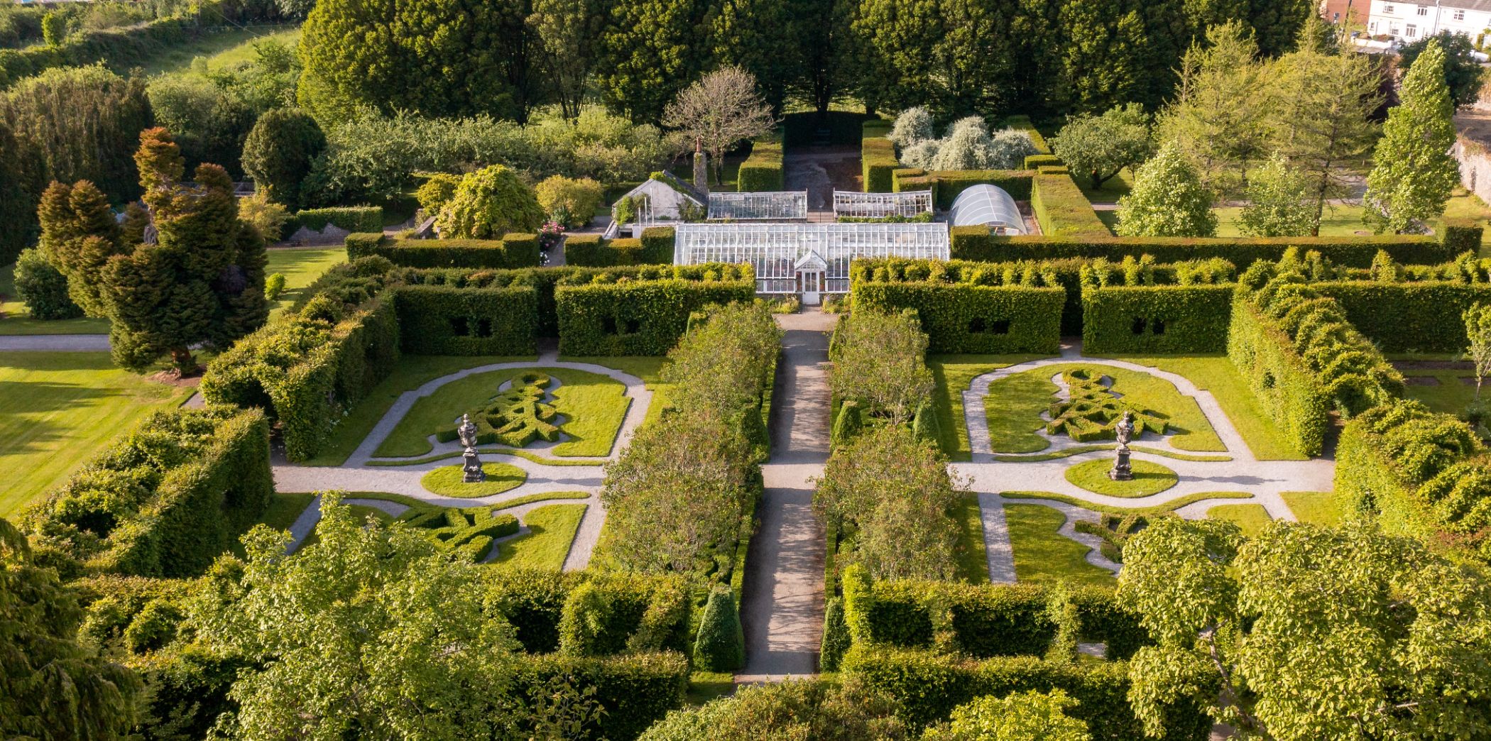 Aerial view of Birr Castle gardens in Ireland