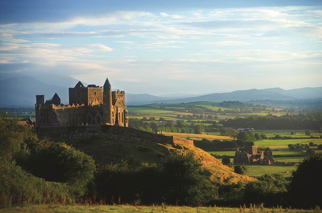 Rock of Cashel with hills in the background