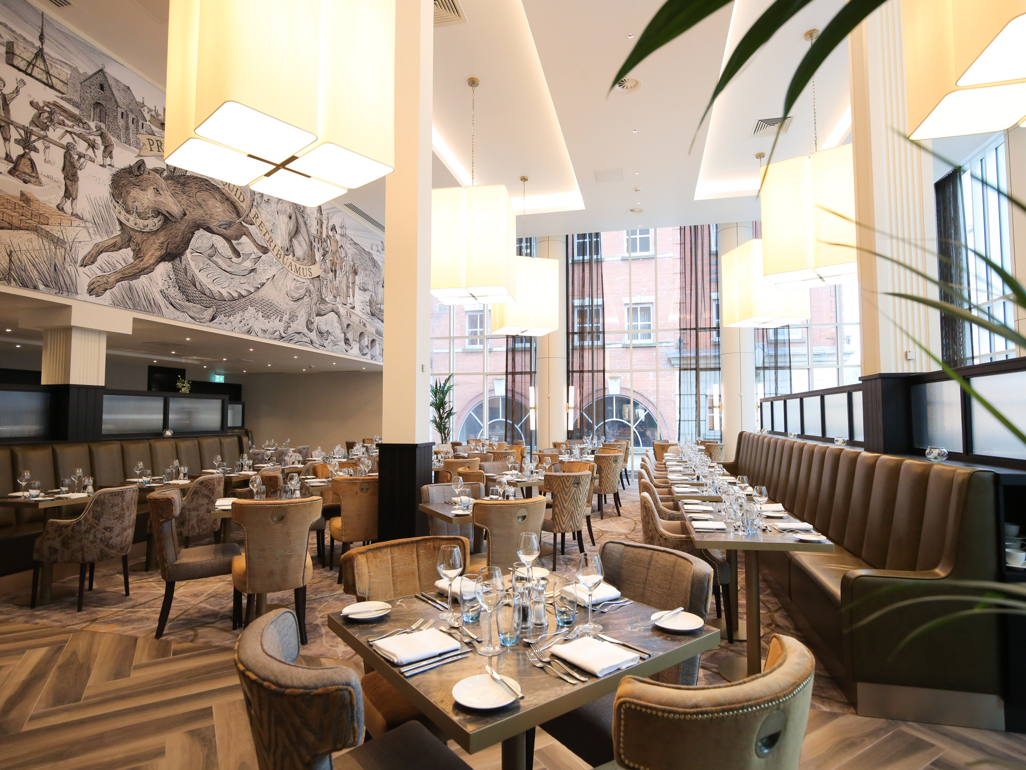 The dining room of the Grand Central Hotel in Belfast gives the best vantage point of the city in Northern Ireland.