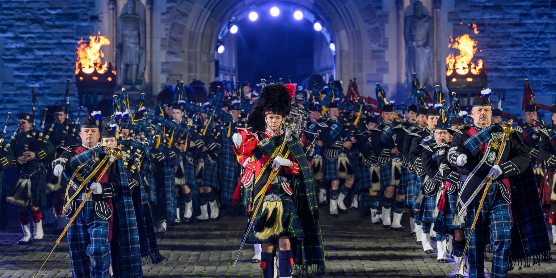Military parade in Edinburgh at night