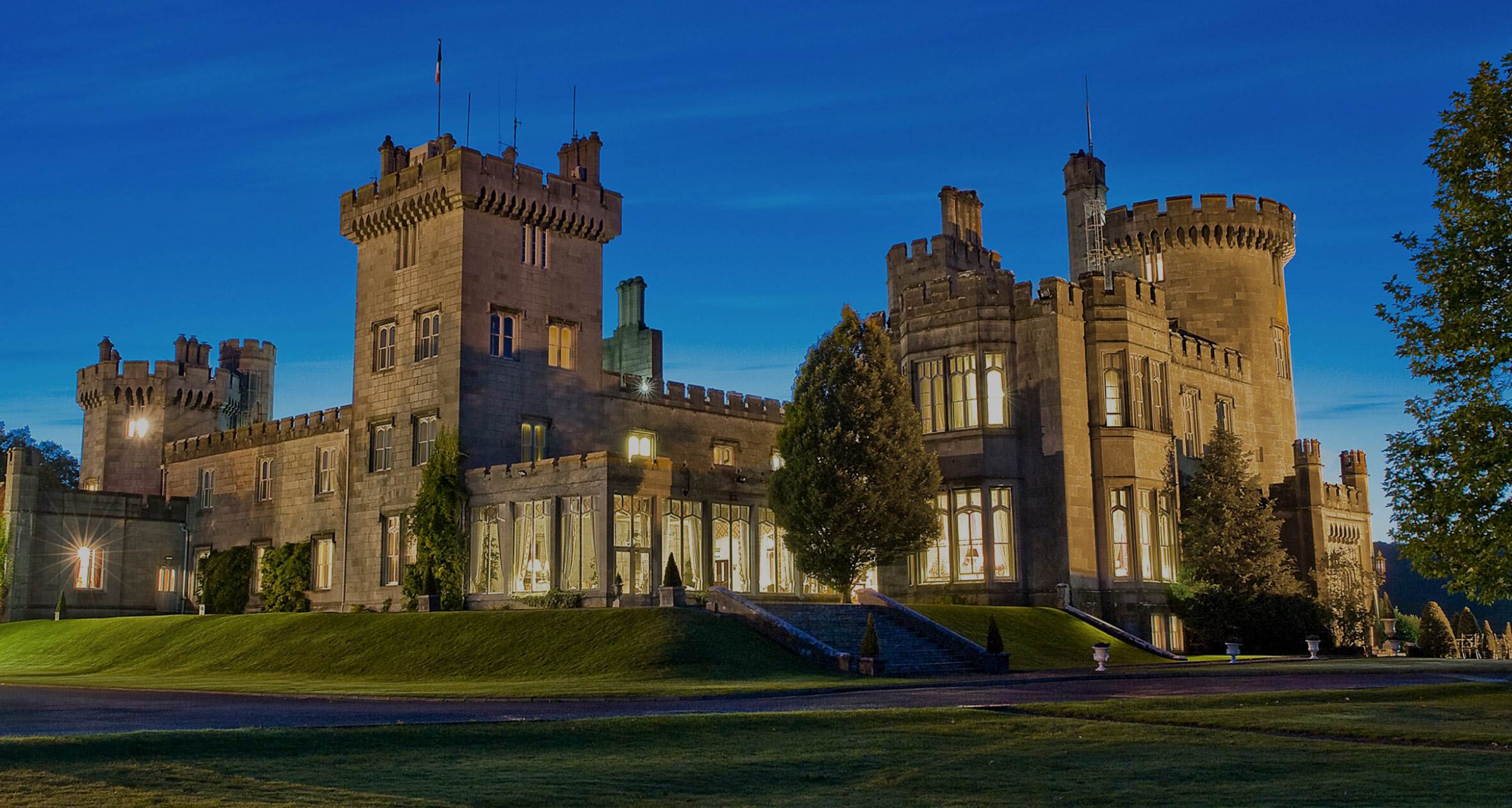 Dromoland Castle in Shannon Region by night
