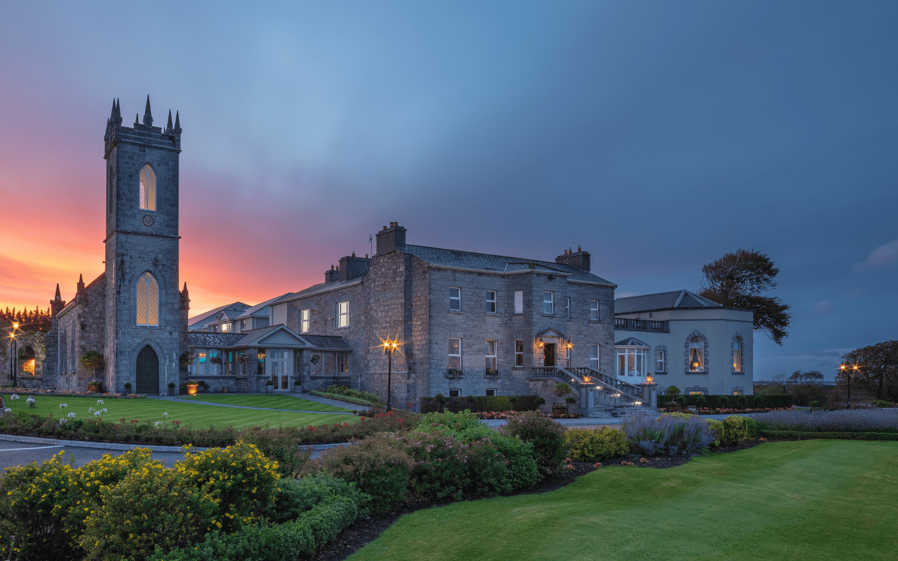 Glenlo Abbey Hotel & Estate at sunset