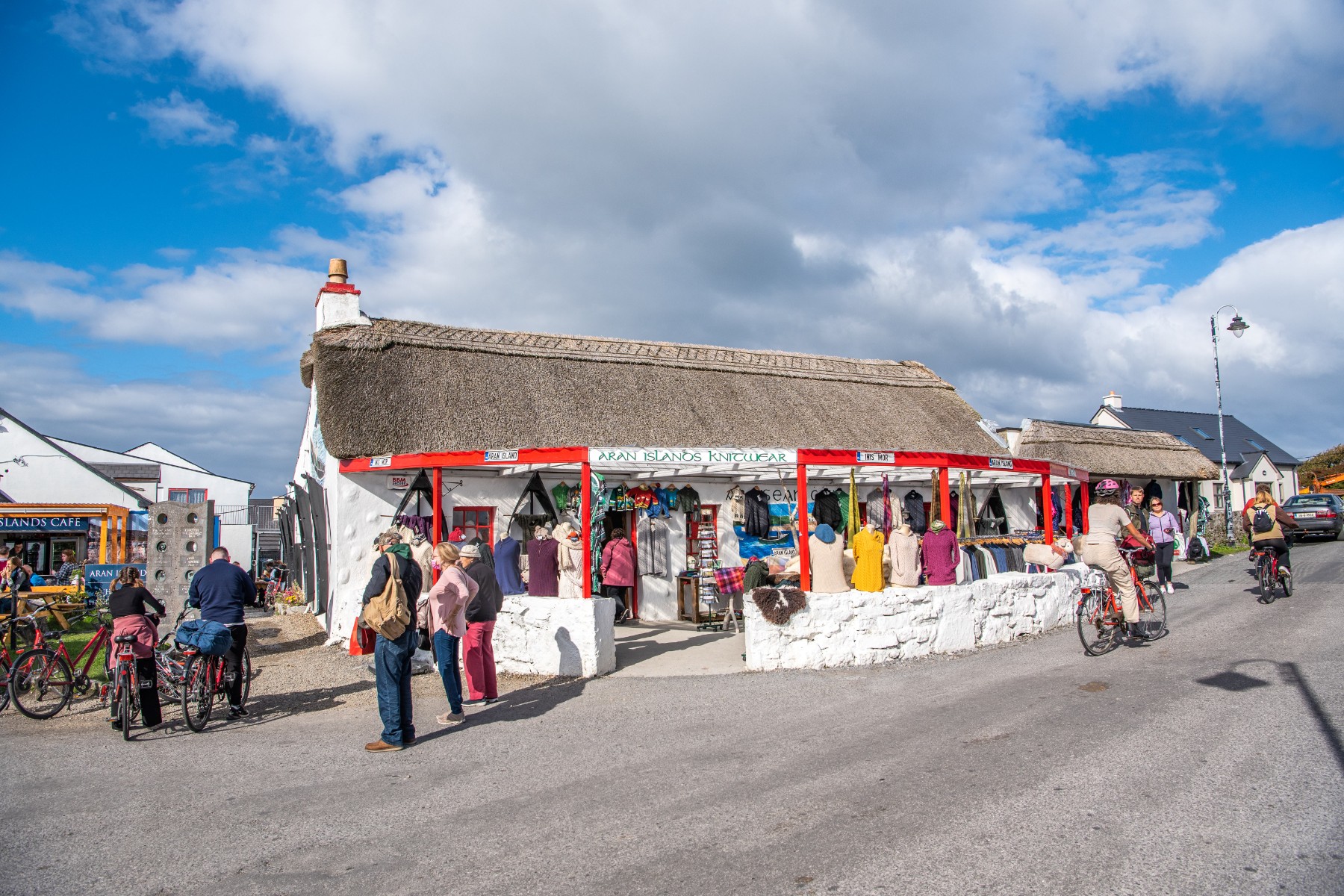 White building shop on Aran Island on a sunny day